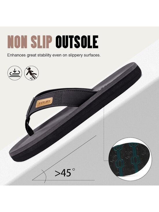 Mens Black Flat Thongs Solid Comfort Split Toe Rubber Flip Flop Slipper Shoes main image 4